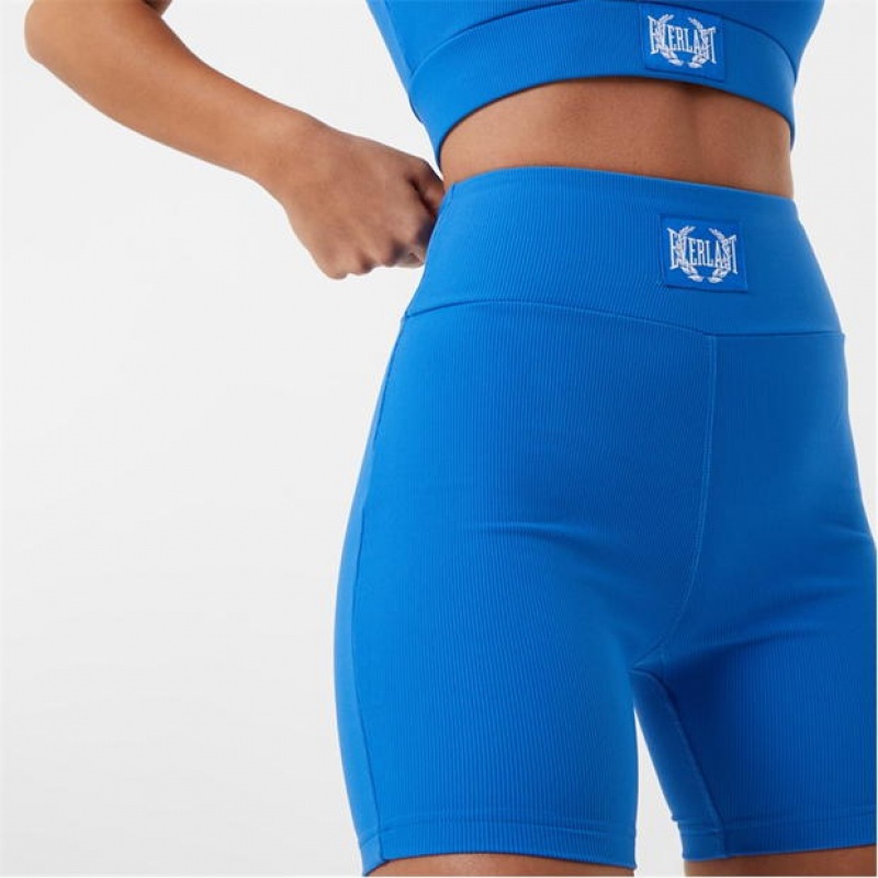 Blue Everlast Ribbed Women's Shorts | 67814UTLQ