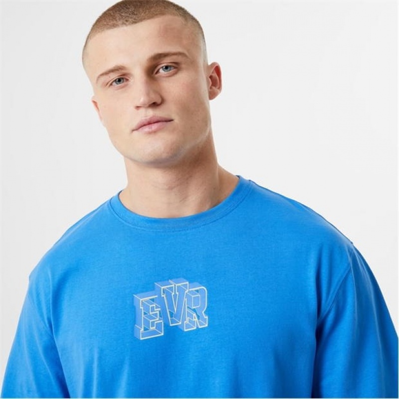 Blue Everlast Shadow EVR Men's T-Shirt | 61298ONYI