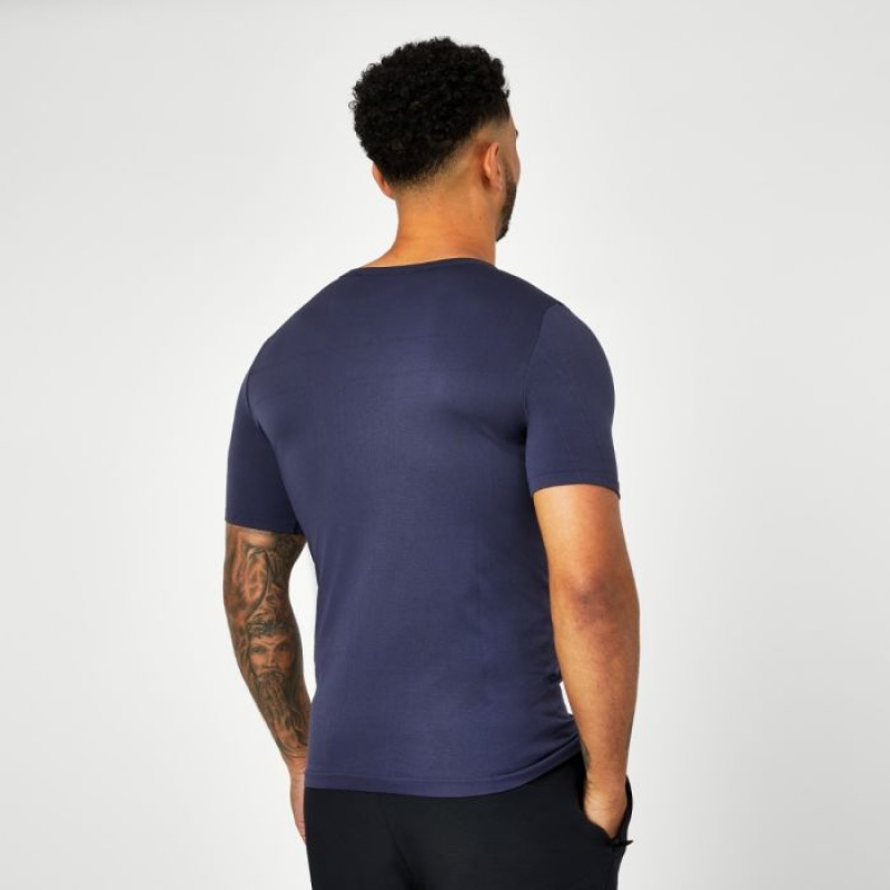 Blue Everlast Shortsleeve Seamless Men's T-Shirt | 57402FTUV