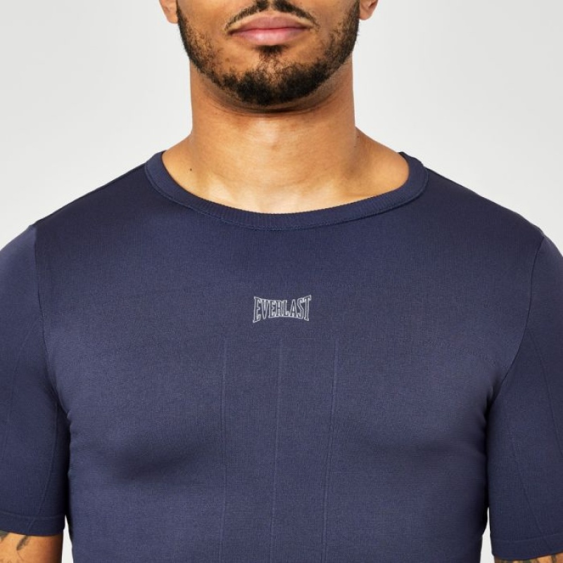 Blue Everlast Shortsleeve Seamless Men's T-Shirt | 57402FTUV