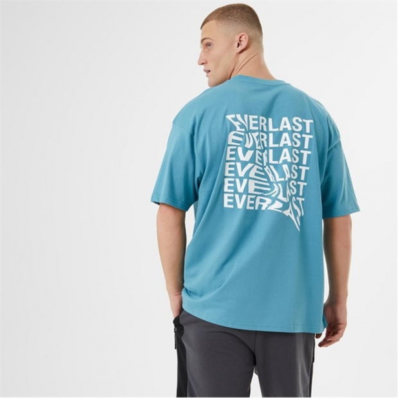 Blue Everlast Spiral Graphic Men's T-Shirt | 70491NJQX