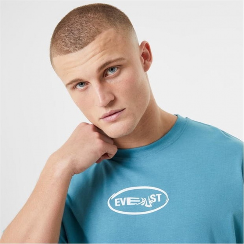 Blue Everlast Spiral Graphic Men's T-Shirt | 70491NJQX