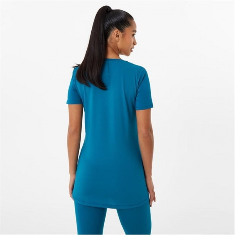 Blue Everlast V Neck Mesh Women's T-Shirt | 80219DASJ