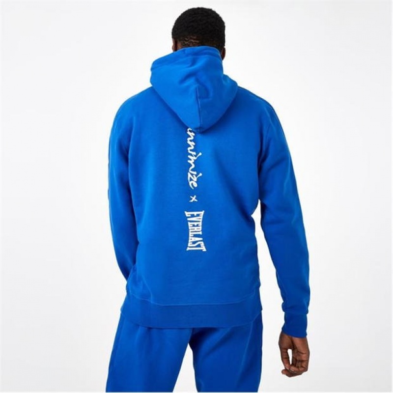 Blue Everlast X Yiannimize Overhead Taped Men's Hoodie | 17830DXPF