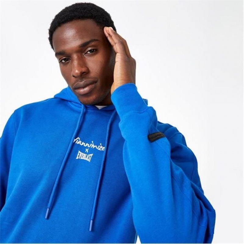 Blue Everlast X Yiannimize Overhead Taped Men's Hoodie | 17830DXPF