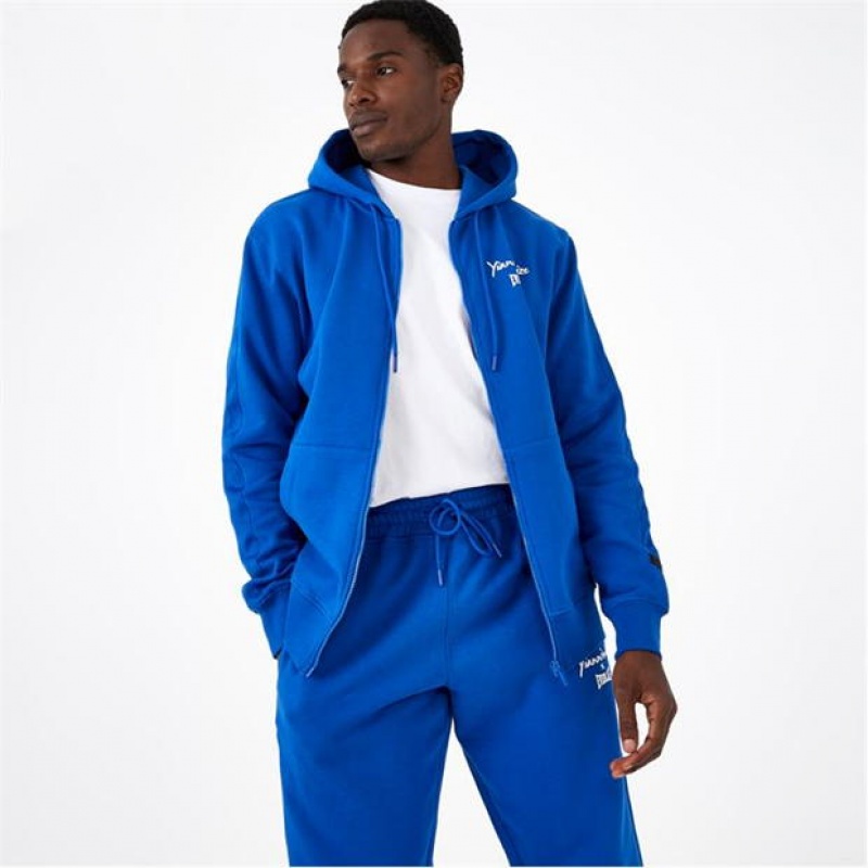 Blue Everlast Yiannimize Zip Through Taped Men\'s Hoodie | 28915OQRW