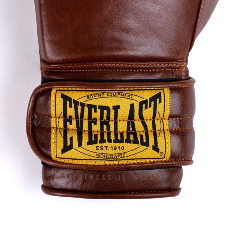 Brown Everlast 1910 Pro Sparring Hook & Loop Unisex Boxing Gloves | 04912NEGY