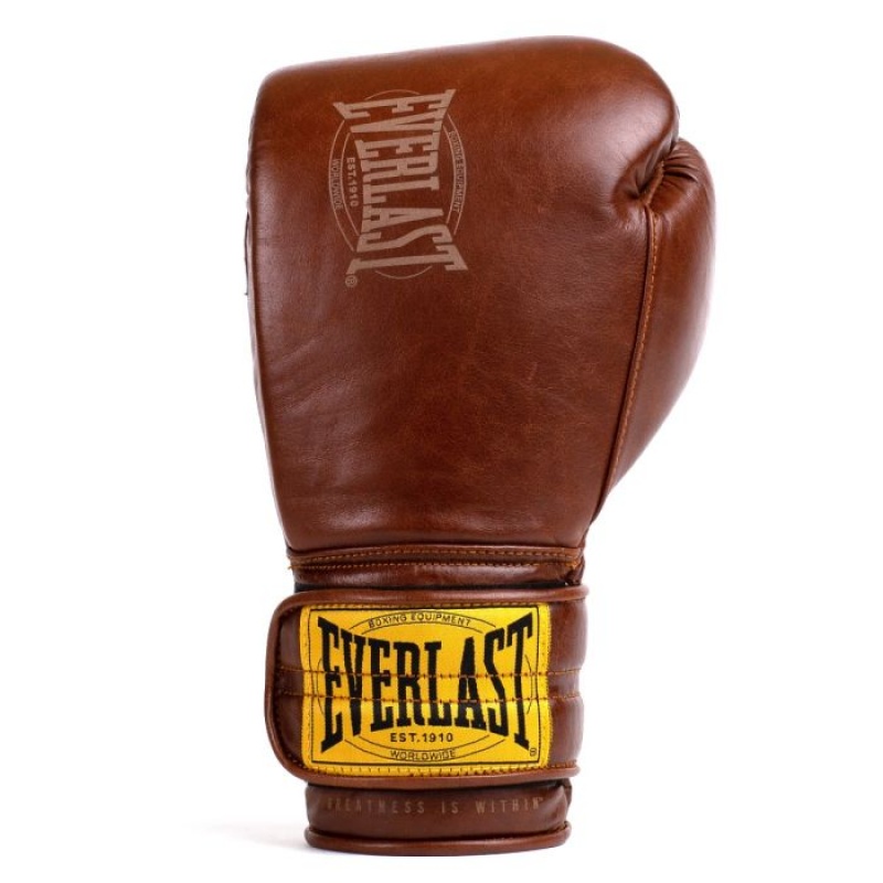 Brown Everlast 1910 Pro Sparring Hook & Loop Unisex Boxing Gloves | 04912NEGY