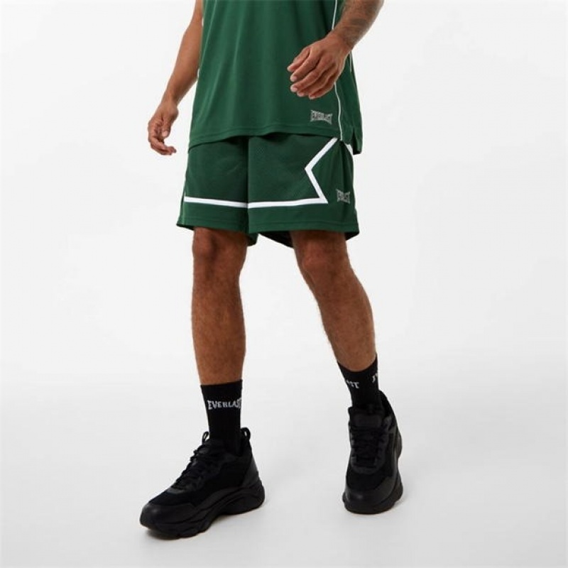 Green Everlast Basketball Panel Men\'s Shorts | 86920RYXP