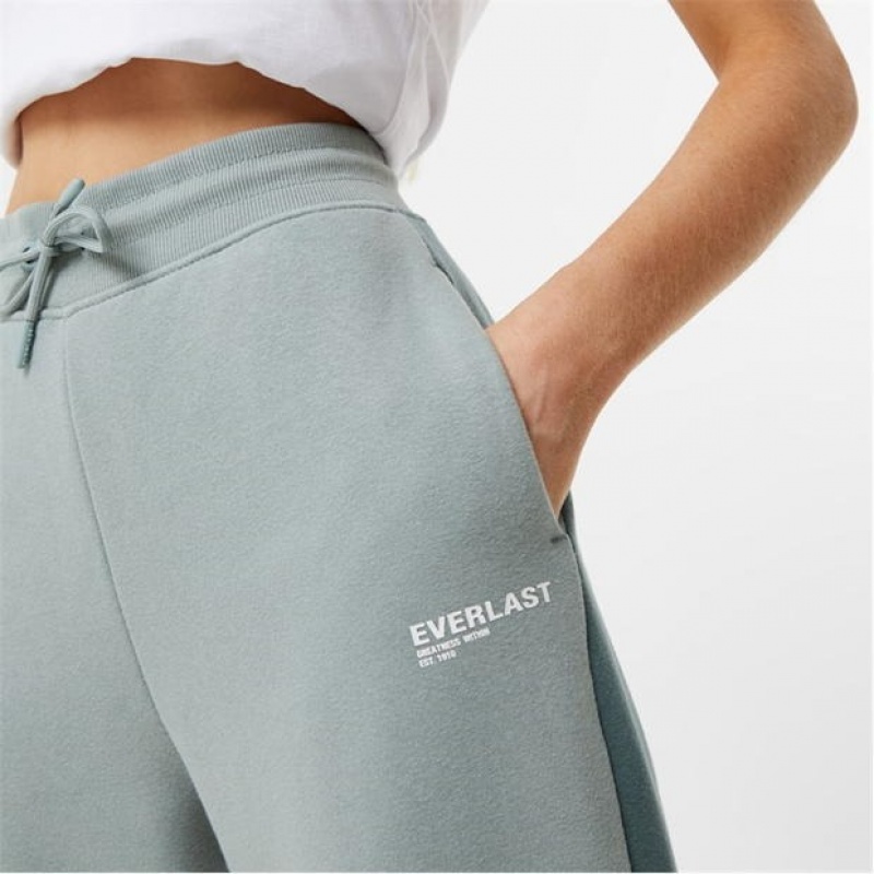 Green Everlast Block Zip Women's Sweatpants & Joggers | 58940TSHN