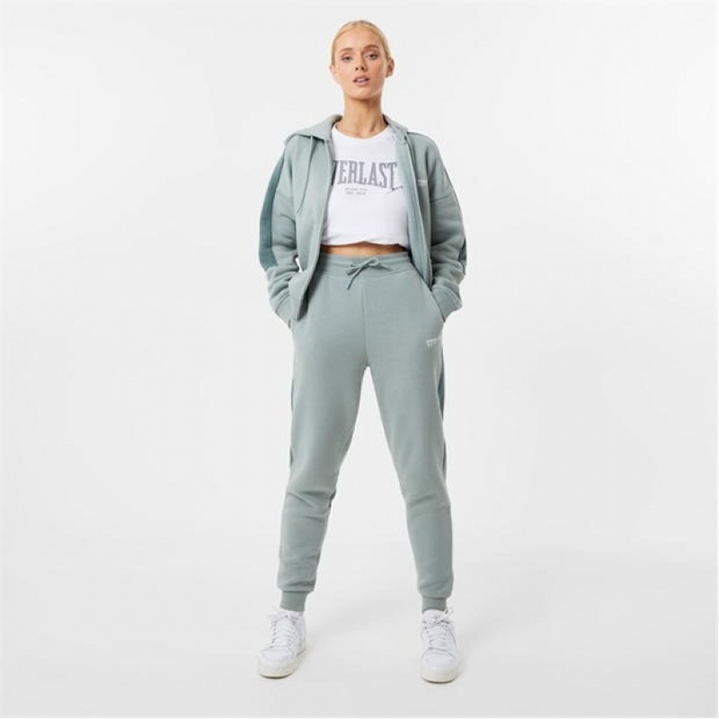 Green Everlast Block Zip Women's Sweatpants & Joggers | 58940TSHN