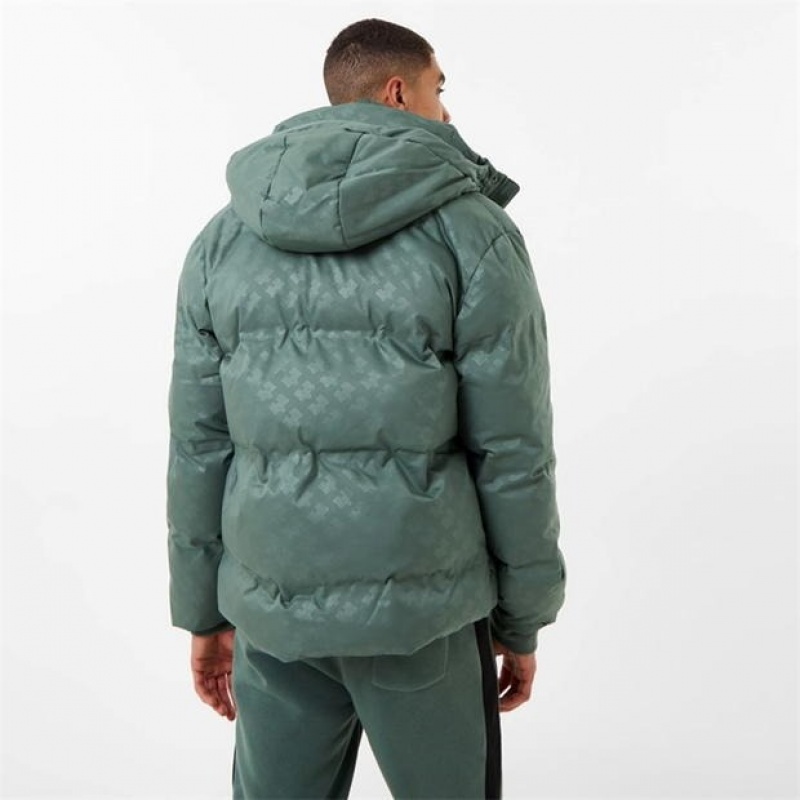 Green Everlast Logo Puffer Men's Jackets | 73590CKXM