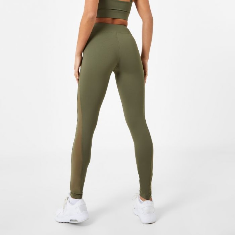 Green Everlast Mesh Panel Women's Legging | 24170KYTH