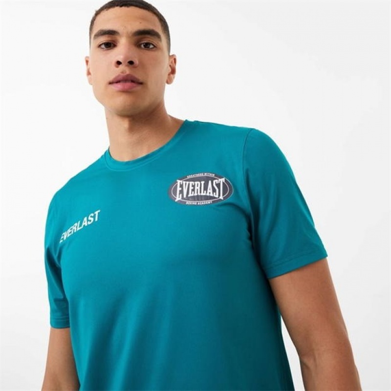 Green Everlast Oval Logo Men's T-Shirt | 65403MPUX