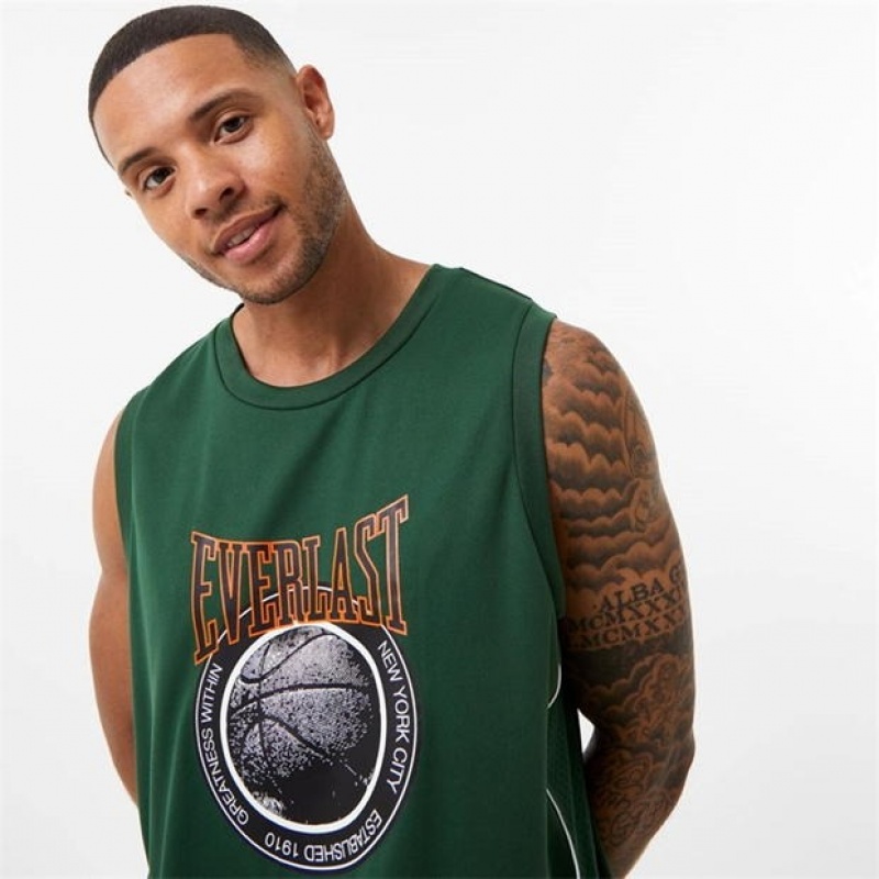 Green Everlast Panel Men's Baketball Jersey | 38462IHWM