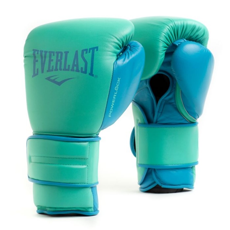 Green Everlast Powerlock2 Pro Hook & Loop Unisex Training Gloves | 24509TUQP