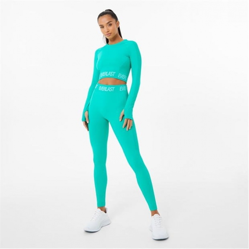 Green Everlast Seamless Long Sleeve Women's T-Shirt | 21705VFLA