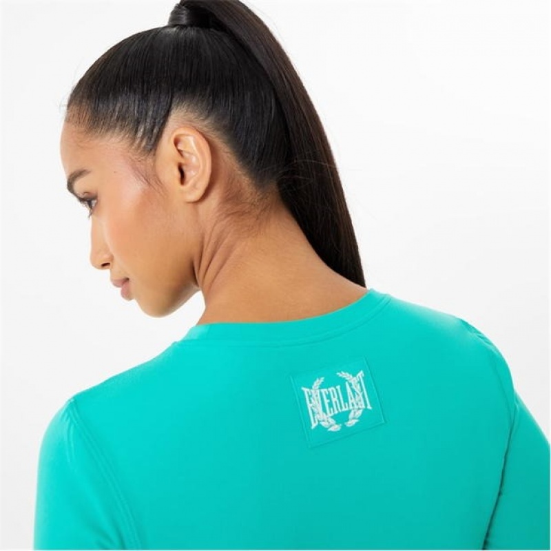 Green Everlast Slice Long Sleeve Women's T-Shirt | 18709YNBO