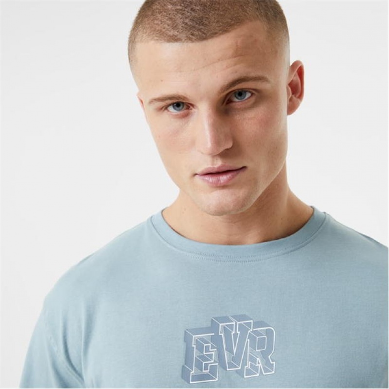 Grey Blue Everlast Shadow EVR Men's T-Shirt | 49215SZPC