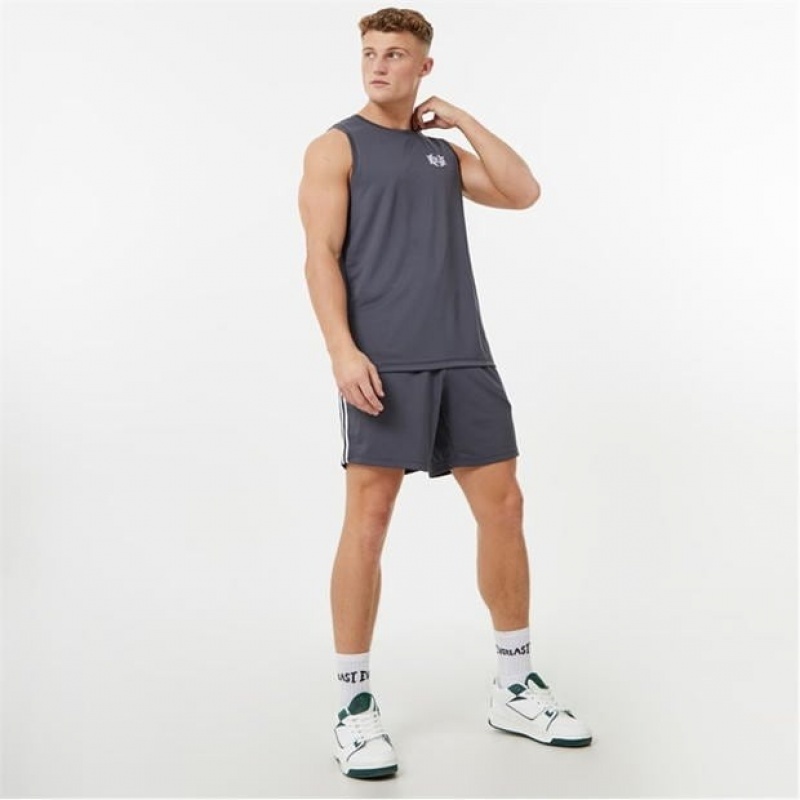 Grey Everlast Basketball Men's Shorts | 17834RCAO