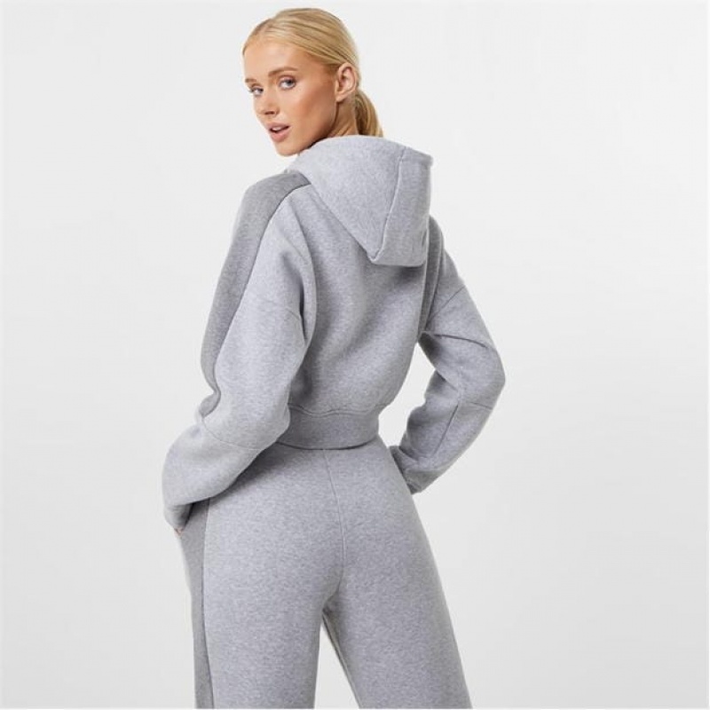 Grey Everlast Block Crop Women's Hoodie | 07941HWKC