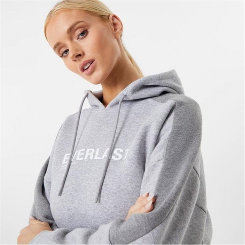 Grey Everlast Block Crop Women's Hoodie | 07941HWKC