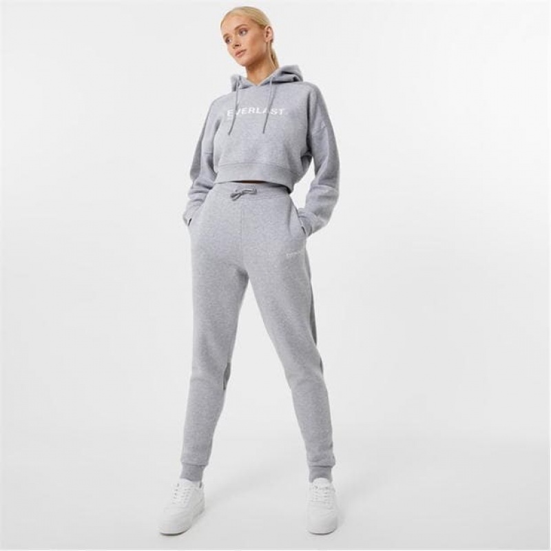 Grey Everlast Block Crop Women's Hoodie | 07941HWKC