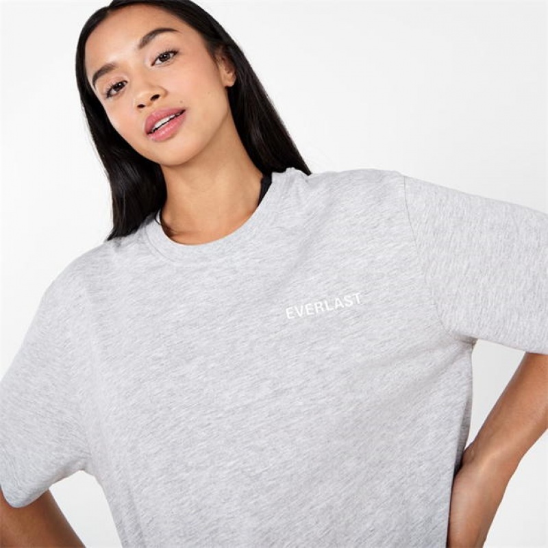 Grey Everlast Boyfriend Women's T-Shirt | 38192BAUD