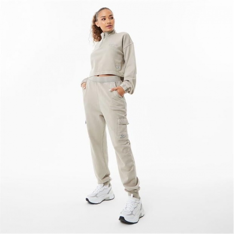 Grey Everlast Crop Zip Up Ld34 Women's Hoodie | 93127EVWM