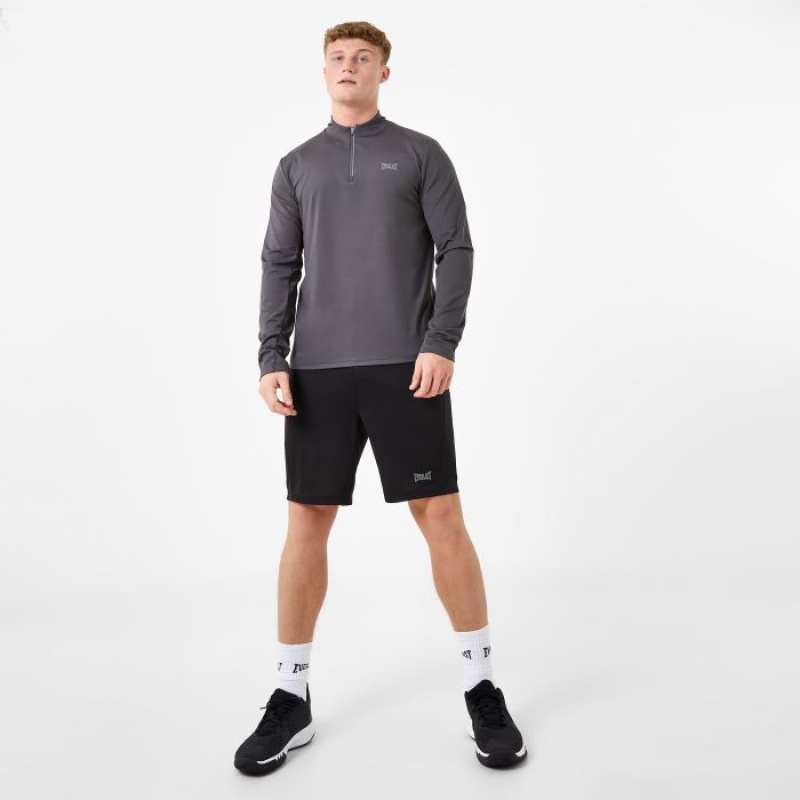 Grey Everlast Half Zip Men's T-Shirt | 74306PWRM