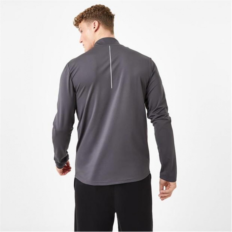 Grey Everlast Half Zip Top Men's T-Shirt | 08596HGBE