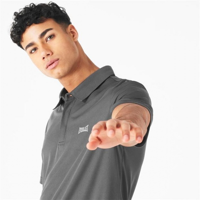 Grey Everlast Logo Men's Polo | 14582TEGF