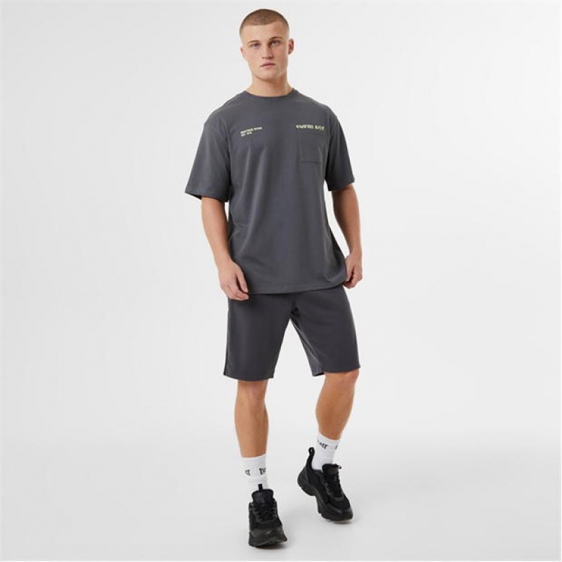 Grey Everlast Logo Pocket Men's T-Shirt | 78035FWBK