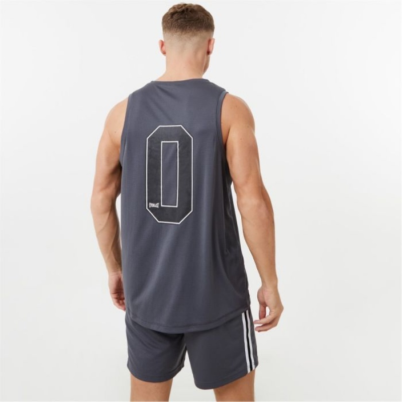 Grey Everlast Men's Baketball Jersey | 93250SJVI