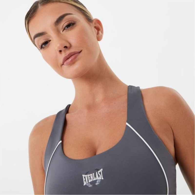 Grey Everlast Paneled Women's Sports Bra | 01954QFNB