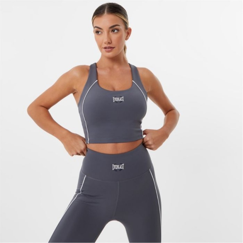 Grey Everlast Paneled Women\'s Sports Bra | 01954QFNB