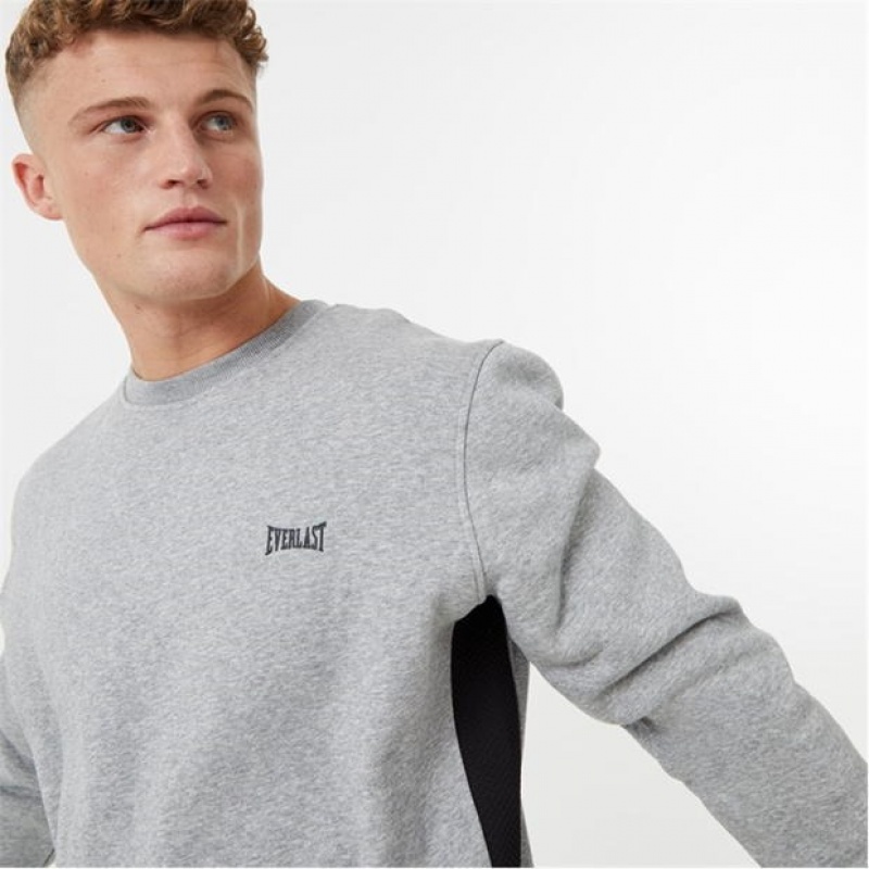 Grey Everlast Premium Crew Men's Sweatshirt | 42890KDBR