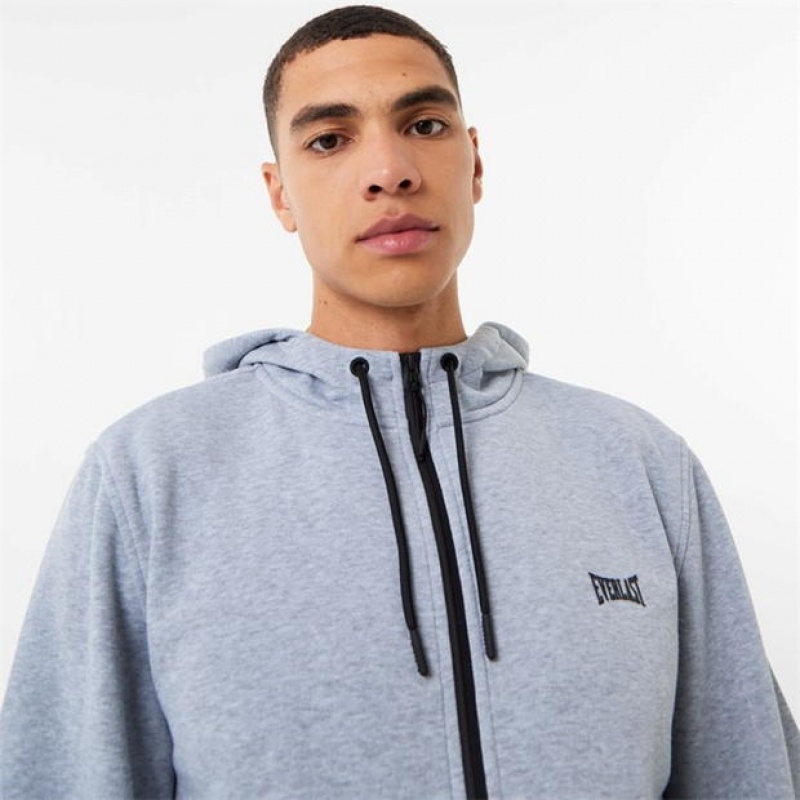 Grey Everlast Premium Zip Through Men's Hoodie | 19860UFYZ