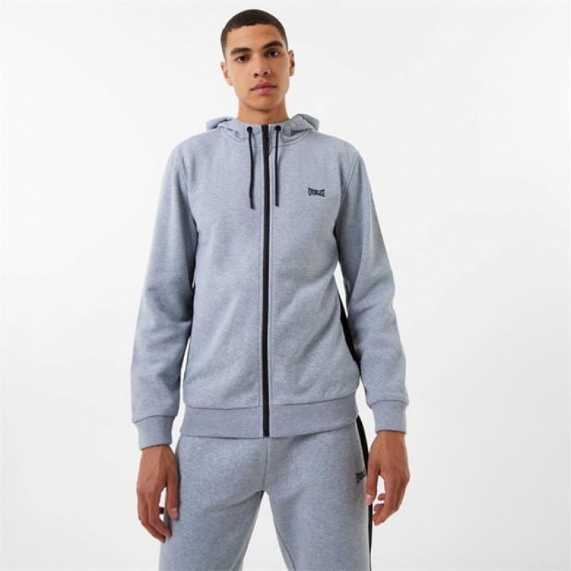 Grey Everlast Premium Zip Through Men\'s Hoodie | 19860UFYZ