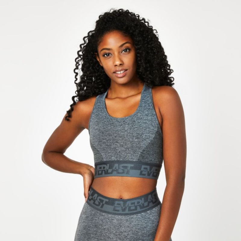 Grey Everlast Seamless Paneled Women\'s Sports Bra | 80291OBUQ