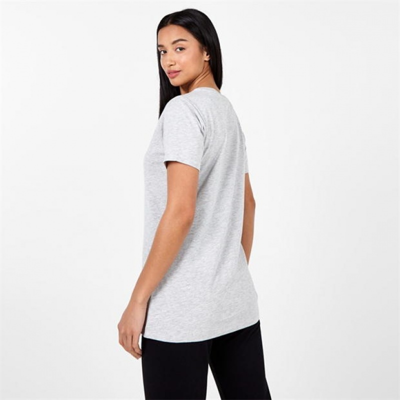 Grey Everlast V Neck Women's T-Shirt | 36028DMQR