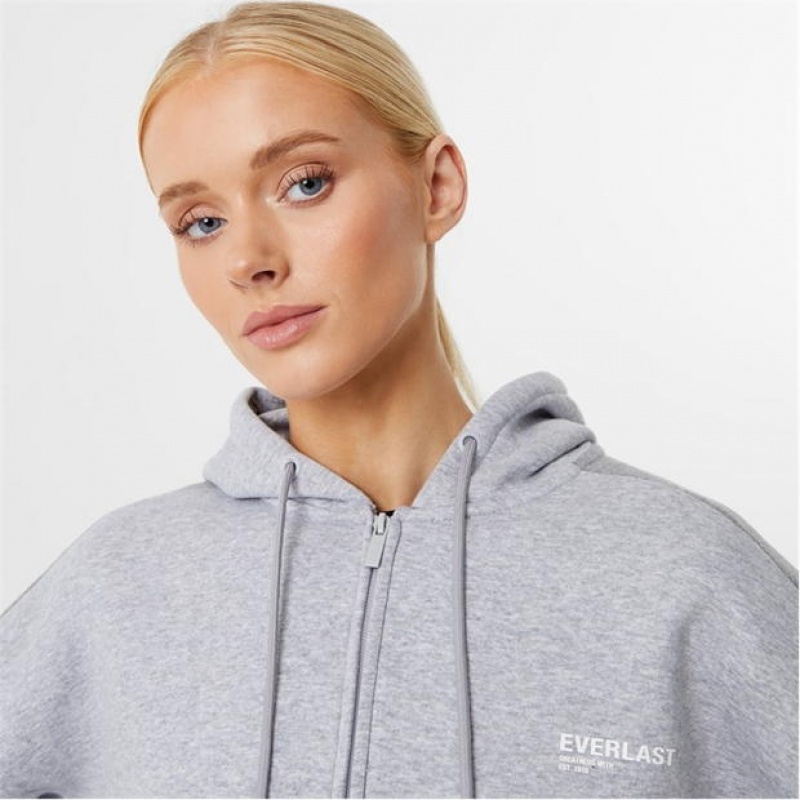 Grey Everlast X Block Zip Women's Hoodie | 47532MHWE