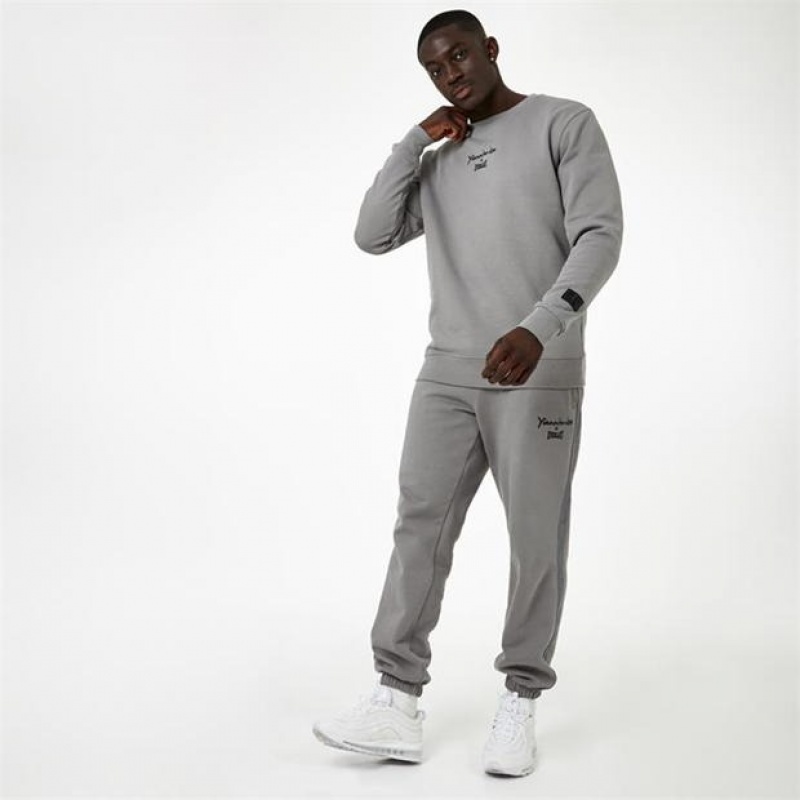 Grey Everlast X Yiannimize Crew Neck Men's Sweatshirt | 60419RMFH