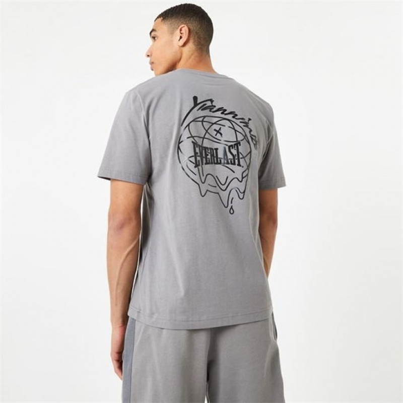 Grey Everlast X Yiannimize Graphic Logo Men's T-Shirt | 18394WKFH