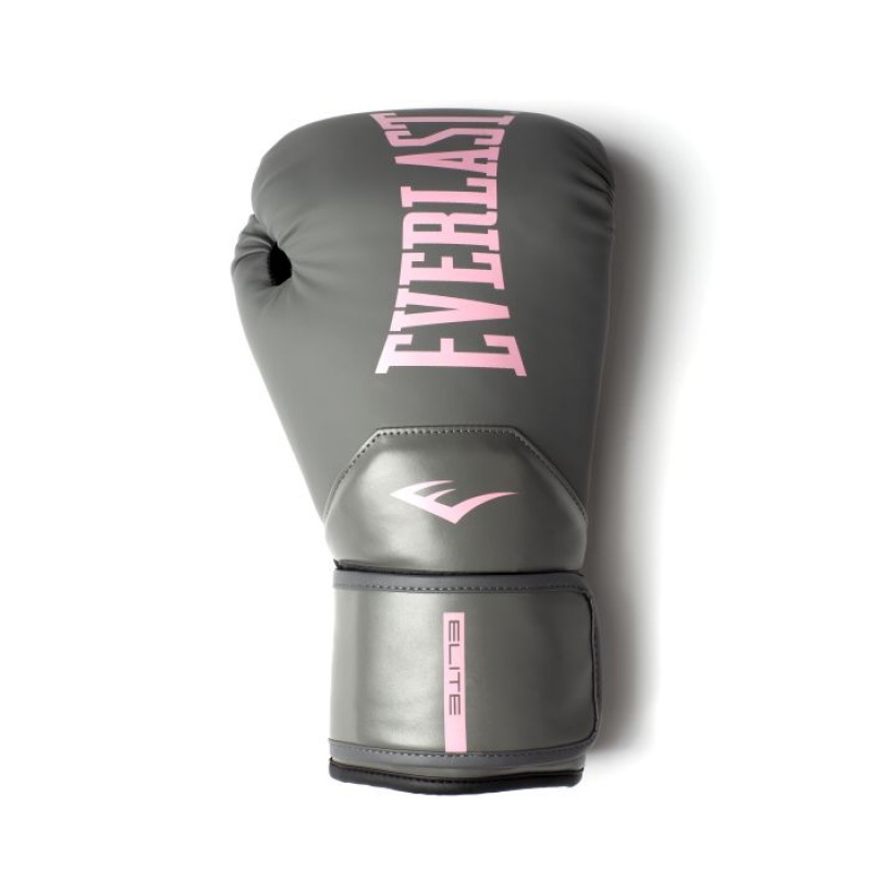 Grey Pink Everlast Elite 2 Unisex Boxing Gloves | 32107HOVE