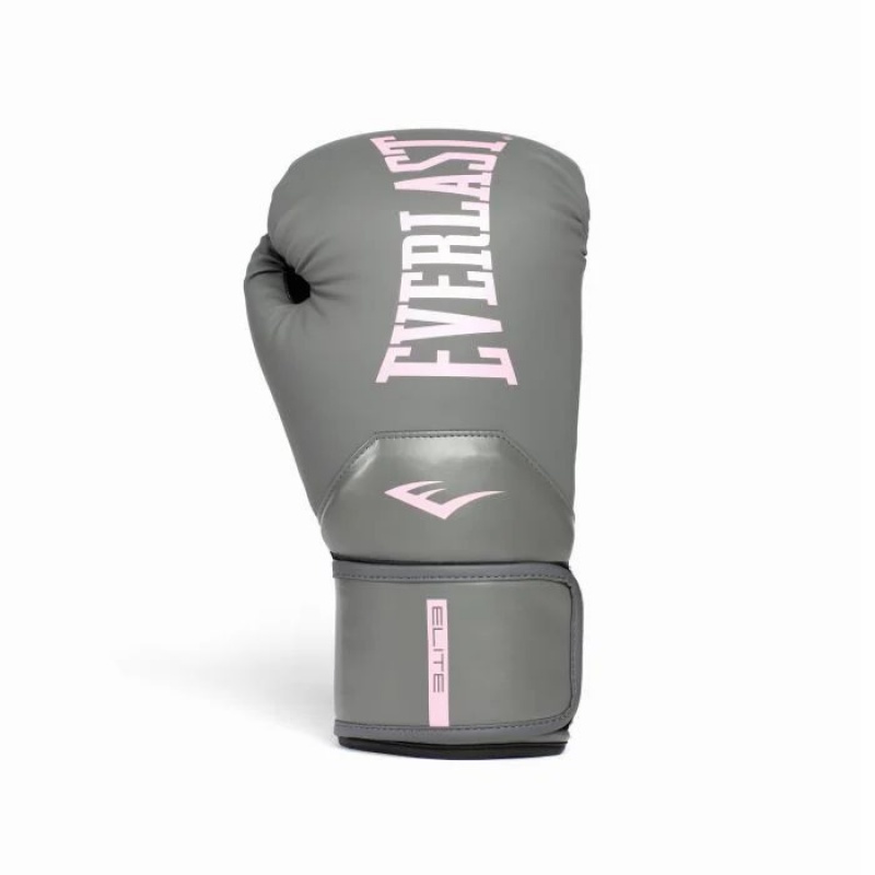 Grey Pink Everlast Elite 2 Unisex Boxing Gloves | 32107HOVE