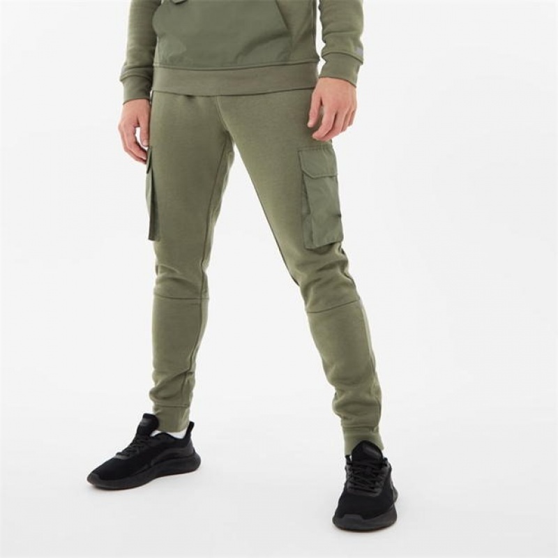 Khaki Everlast Fleece Cargo Men's Sweatpants & Joggers | 01624XBWG