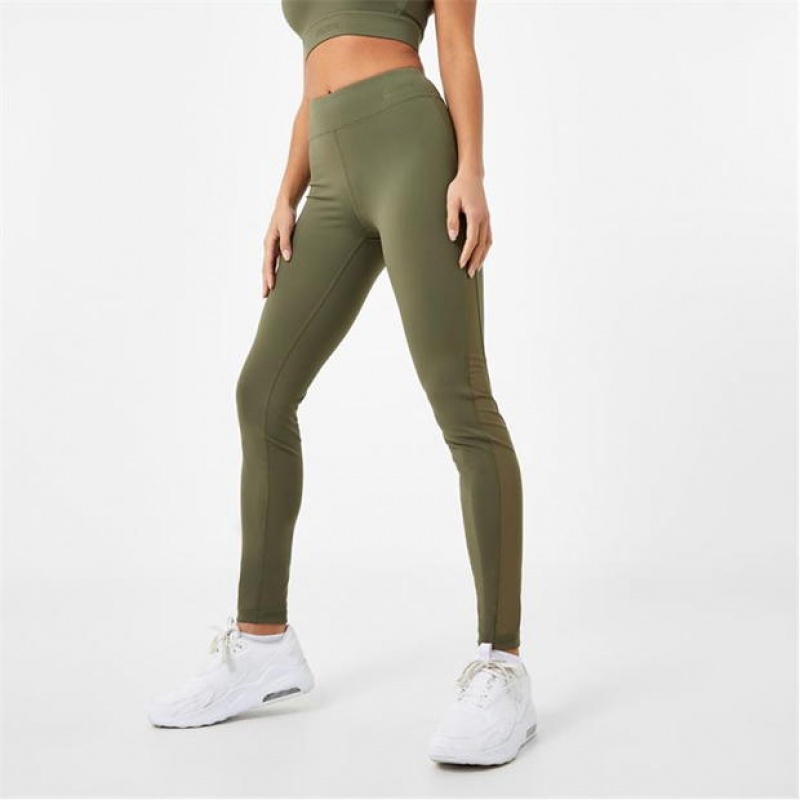 Khaki Everlast Mesh Panel Women\'s Legging | 46752SQLT