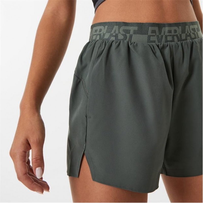 Khaki Everlast Woven Women's Shorts | 58340TYIA