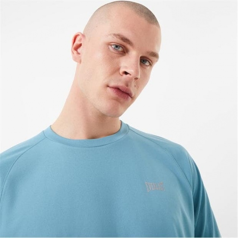 Light Blue Everlast Essential Poly Men's T-Shirt | 30271ZNME